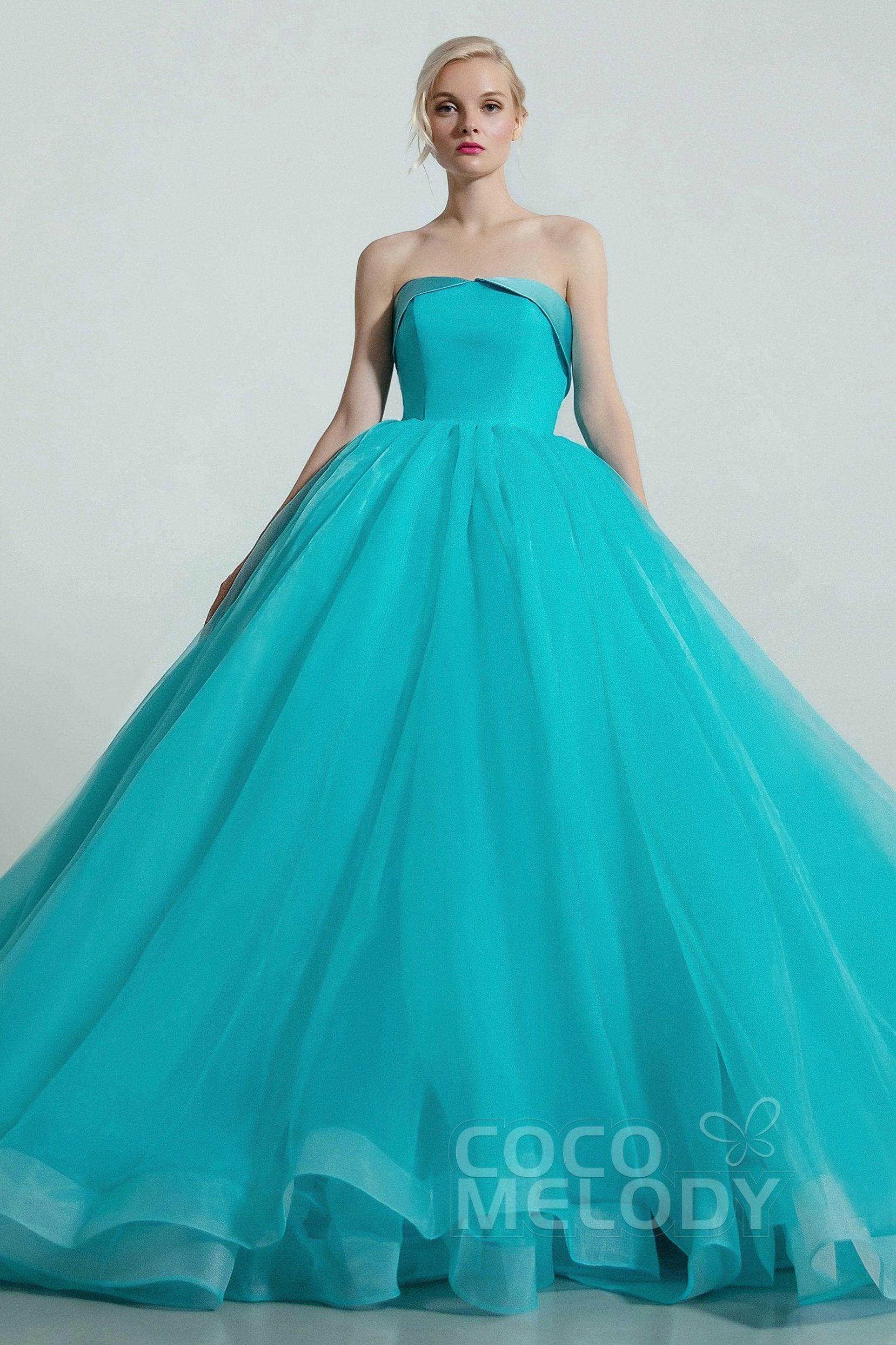 Princess Organza Elastic Satin Wedding Dress CW2097 - COCOMELODY